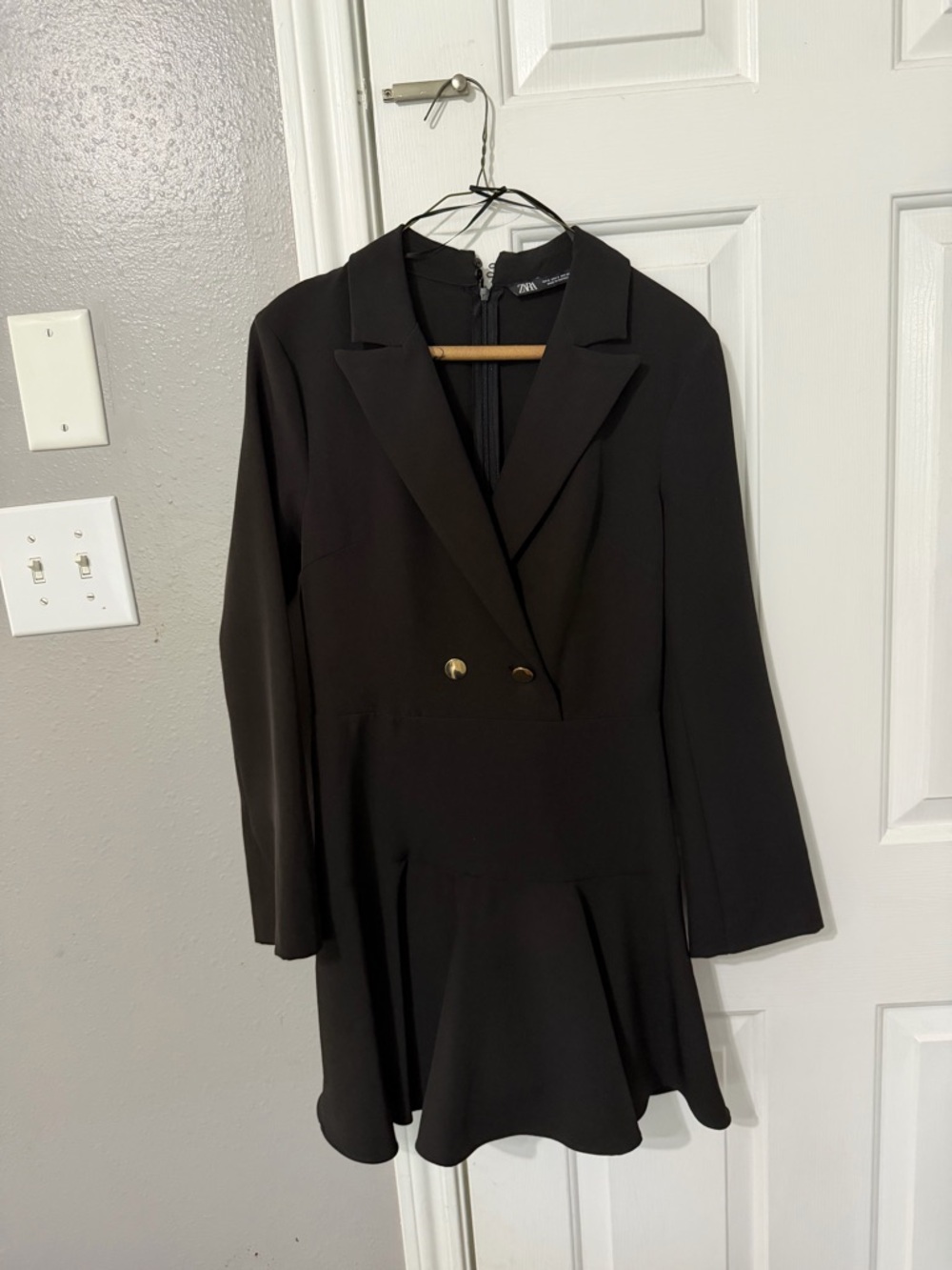 Zara Black Structured Dress with Back Zip
